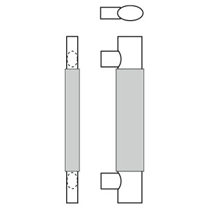 Rockwood RM6200-34-630 Straight True Oval Ergonomic Leather Pull - 34" CTC - Satin Stainless Steel