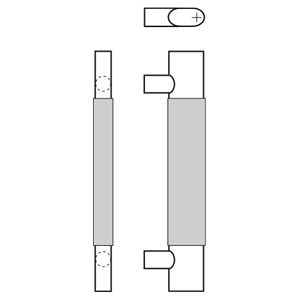 Rockwood RM6220-40-629 Straight Flat Oval Ergonomic Leather Pull - 40" CTC - Polished Stainless Steel