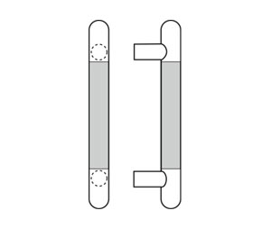 Rockwood RM6304-30-630 Straight Round Ends Flush Leather Pull 1" Dia x 30" OA - Satin Stainless Steel
