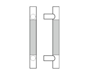 Rockwood RM6310-18-605 Straight Flat Ends Flush Leather Pull 1-1/4" Dia x 18" OA - Polished Brass