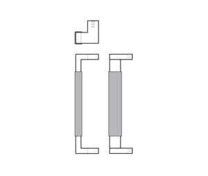 Rockwood RM6430-62-630 Offset Rectangular Ends Upholstery Leather GeoMetek™ Pull - 62" CTC - Satin Stainless Steel