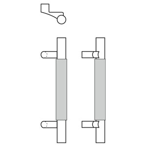 Rockwood RM6530-6-US32DMS Offset Surface Wrapped Small Leather Pull - Square Ends  - 6" CTC - Satin MicroShield® Coated Stainless Steel