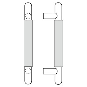 Rockwood RM6540-4-605 Straight Surface Wrapped Small Leather Pull - Round Ends  - 4" CTC - Polished Clear Coated Brass