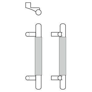 Rockwood RM6570-6-US32DMS Offset Surface Wrapped Small Leather Pull - Round Ends  - 6" CTC - Satin MicroShield® Coated Stainless Steel