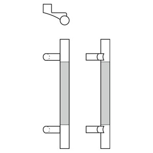 Rockwood RM6630-5-629 Offset Flush Wrapped Small Leather Pull - Square Ends  - 5" CTC - Polished Stainless Steel