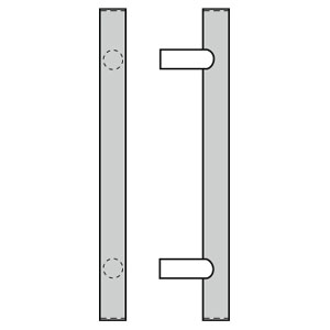 Rockwood RM6700-4-629 Straight Full Wrapped Small Leather Pull - Square Ends  - 4" CTC - Polished Stainless Steel