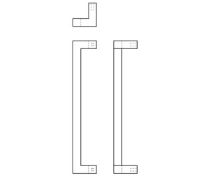 Rockwood RM7920-34-10BE GeoMetek™ Narrow Profile 34" CTC Offset Rectangular Pull - Dark Oxidized Satin Bronze, Equivalent