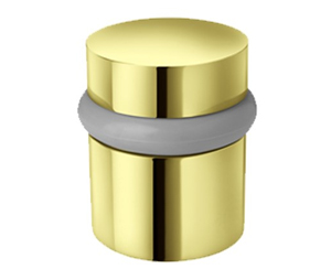 Rockwood RM850 605 GR Short - Flat Top Floor Mounted Door Stop - Polished Brass Finish with Gray Bumper