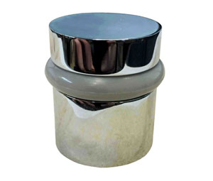 Rockwood RM850 618 BK Short - Flat Top Floor Mounted Door Stop - Polished Nickel Finish with Black Bumper