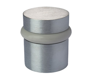 Rockwood RM850 626 GR Short - Flat Top Floor Mounted Door Stop - Satin Chrome Finish with Gray Bumper