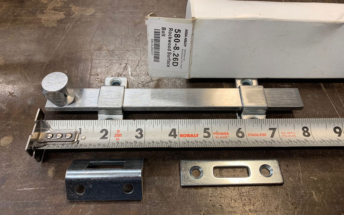 Rockwood 5808US26D/626 Satin Chrome Plated Brass 8" Length Surface Bolt