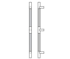 Rockwood RM4000MP-88-4-MH-D Straight ArborMet Wood Grip Flat Ends Pull Bar, 88" OA, Satin Brass, Mahogany Wood, Dyed