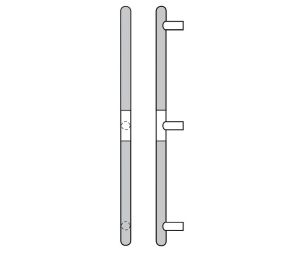 Rockwood RM4124MP-54-32D-W-D Straight ArborMet Wood Grip Round Ends Pull Bar, 54" OA, Satin Stainless Steel, Walnut Wood, Dyed