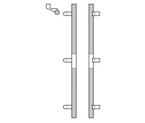 Rockwood RM4130MP-70-10BE-MH-D Offset ArborMet Wood Grip Flat Ends Pull Bar, 70" OA, Dark Oxidized Satin Bronze, Equivalent, Mahogany Wood, Dyed