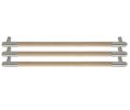 Rockwood RM4016-26-3-3-HY-C ArborMet™ Wood Grip Triple Push Bar, Round Ends, 26" CTC, Polished Brass, Hickory Wood, Clear Coated