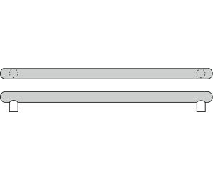 Rockwood RM4126-24-3-HY-S ArborMet™ Wood Grip Push Bar, Round Ends, 24" CTC, Polished Brass, Hickory Wood, Sanded & Unfinished