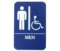 Rockwood BFM687-BL BFM Series ADA Molded Plastic MEN and Wheelchair Sign - Blue Background - Plastic