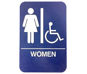 Rockwood BFM688-BL BFM Series ADA Molded Plastic WOMEN and Wheelchair Sign - Blue Background - Plastic