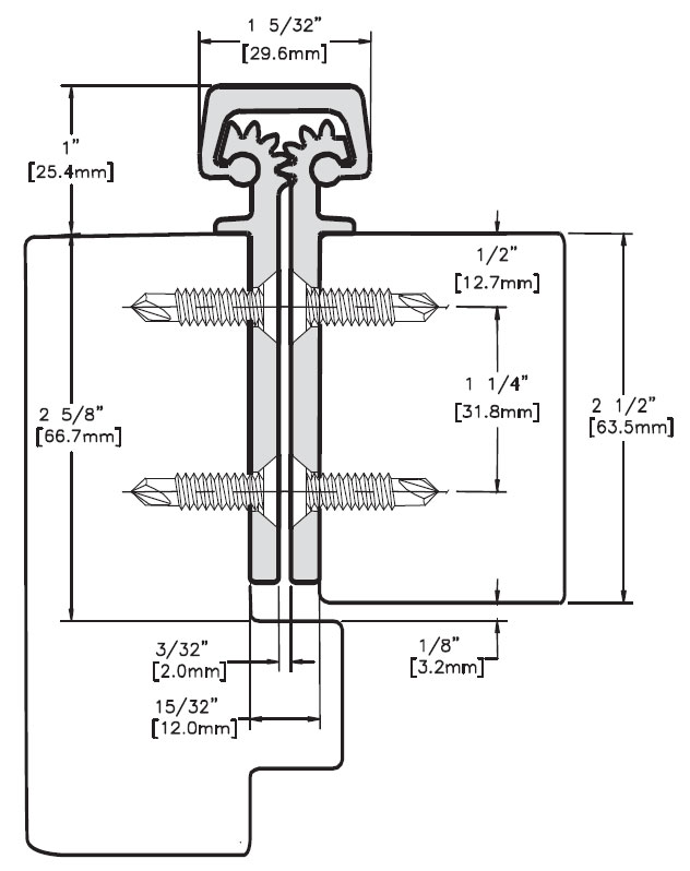 Roton 1200650XHDCL095 95" Continuous HingeConcealedExtra Heavy