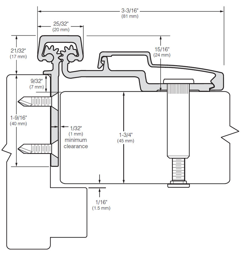 Roton 780045DB085 85" Continuous HingeHalf SurfaceStandard Duty
