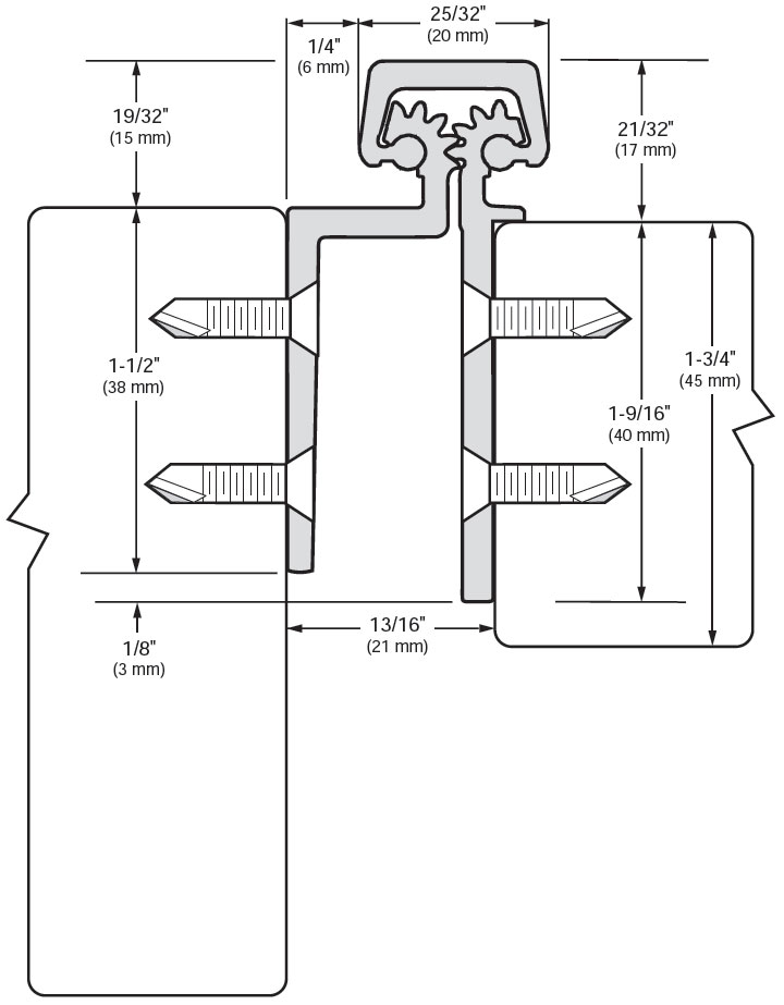 Roton 780113HDCL119 119" Continuous Safety HingeConcealedHeavy