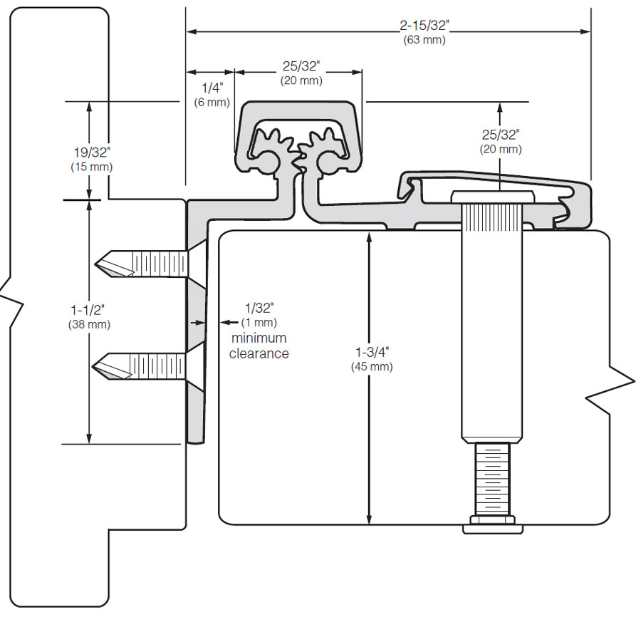 Roton 780155DB083 83" Continuous HingeHalf SurfaceStandard Duty