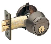 Schlage B250PD 626 Grade 2 Single Cylinder T-Strike 2-3/8" Backset Holdback Turn Night Latch - Satin Chrome