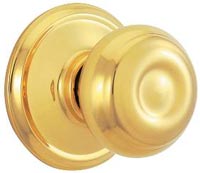 Schlage F10 GEO 605 Passage Lockset with Georgian Knob - Bright Brass