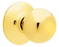 Schlage F10 ORB 605 Residential Tubular Passage Lockset with Orbit Knob - Bright Brass