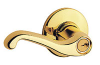 Schlage S51PD FLA 605 LH Left Handed Entrance Lockset with Flair Lever - Polished Brass