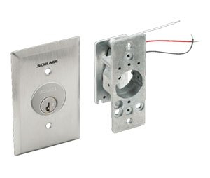 Schlage Electronics 653-1515 WP CYL 630 (2) DPDT Momentary Bi-Direction Key Switch, Weather Resistant Cover, 1-1/4" Sclage Everest Cylinder KD, Satin Stainless Steel