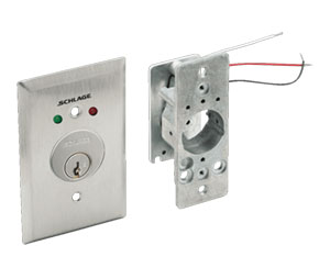 Schlage Electronics 653-1515 L2 CYL-KA 630 (2) DPDT Momentary Bi-Direction Key Switch, 2 LED Red & Green, 1-1/4" Sclage Everest Cylinder KA, Satin Stainless Steel