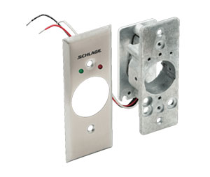 Schlage Electronics 653-0404 L2 NS HDP SF-626 (2) SPDT Maintained Bi-Direction Key Switch, Less Cylinder, 2 LEDs, Red and Green, Narrow Stile Heavy Duty Plate, Satin Chrome