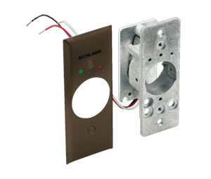 Schlage Electronics 653-04 L2 NS ATS SF-613 SPDT Maintained Single Direction Key Switch, Less Cylinder, 2 LEDs, Red and Green, Narrow Stile, Anti-Tamper Switch, Oil Rubbed Bronze