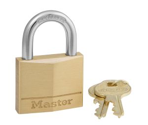Master Lock 140D Solid Brass Body Padlock 1 9/16" Wide 7/8" Tall Shackle 4-Pin Cylinder Keyed Different