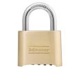 Master Lock MAS175 Resettable Combination Brass Padlock 2" Wide 1" Tall Shackle 4-digit Combination