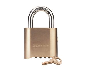 Master Lock 176KA Resettable Combination Brass Padlock 2" Wide 1" Tall Shackle 4-digit Combination Keyed Alike