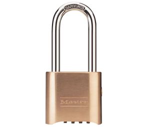 Master Lock 176LH Resettable Combination Brass Padlock 2" Wide 2 1/4" Tall Shackle 4-digit Combination