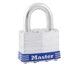 Master Lock 1D Laminated Steel Pin Tumbler Padlock 1 3/4" Wide 15/16" Tall Shackle Keyed Different