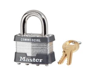 Master Lock 1KA-2396 Laminated Steel Pin Tumbler Padlock 1 3/4" Wide 15/16" Tall Shackle Keyed Alike 2396 Control Keys