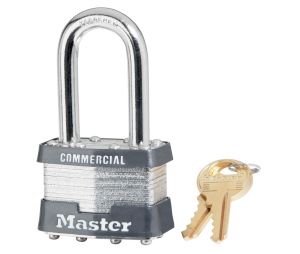 Master Lock 1KALF-2018 Laminated Steel Pin Tumbler Padlock 1 3/4" Wide 1 1/2" Tall Shackle Keyed Alike 2018 Control Keys