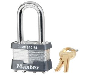 Master Lock 21KZLFW1 Laminated Steel Rekeyable Pin Tumbler Padlock 1 3/4" Wide 1 1/2" Tall Shackle Rekeyable 5-Pin Cylinder Zero Bitted