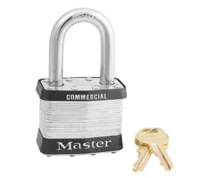 Master Lock 25LFW1 Laminated Steel Rekeyable Pin Tumbler Padlock 2" Wide 1 1/2" Tall Shackle Rekeyable 5-Pin W1 Cylinder Keyed Different