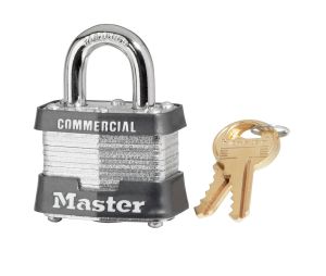 Master Lock 3KA-3605 Laminated Steel Pin Tumbler Padlock 1 9/16" Wide 3/4" Tall Shackle Keyed Alike 3605 Control Keys