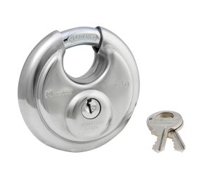 Master Lock 40KADPF Stainless Steel Discus Padlock with Shrouded Shackle 2 3/4" Wide 4-Pin Cylinder Keyed Alike
