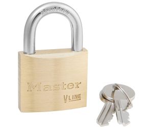 Master Lock 4140KA-3231 V-Line Brass Padlock 1 1/2" Wide 13/16" Tall Shackle Non-Rekeyable 4-Pin Cylinder Keyed Alike