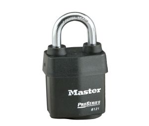 Master Lock 6121KZW1 ProSeries Weather Tough Laminated Steel Rekeyable Pin Tumbler Padlock 2 1/8" Wide 1 1/8" Tall Shackle Zero Bitted