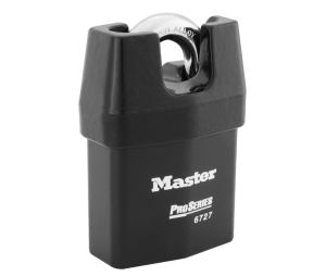 Master Lock 6727WO ProSeries Shrouded Laminated Steel Rekeyable Key-in-Knob Padlock 2 5/8" Wide 3/4" Tall Shackle Without Cylinder