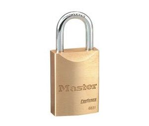 Master Lock 6831WO ProSeries Solid Brass Rekeyable Interchangeable Core Padlock 1 9/16" Wide 1 1/8" Tall Shackle Without Cylinder