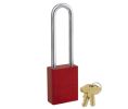 Master Lock 6835LTRED Red Powder Coated Aluminum Safety Padlock 1 1/2" Wide 3" Tall Shackle 5-Pin Cylinder Keyed Different